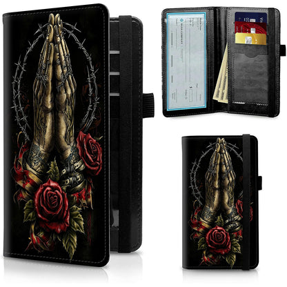 HOTFUYOCWE Leather Checkbook Covers for Men Women Check book Holder Cover Wallets for Personal Checkbook Duplicate Checks with RFID Blocking & Elastic Strap-Beautiful Black Horse