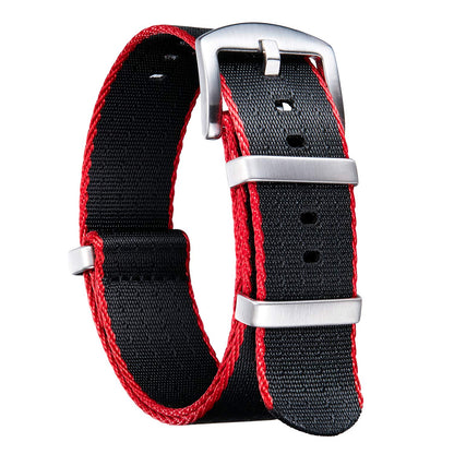 HOTBINLUN Nylon Watch Band 18mm,20mm,22mm,24mm Rugged Military Replacement Watch Straps Silver&Black Stainless Buckle Heavy-Duty Wristband For Traditional Men Women Watches
