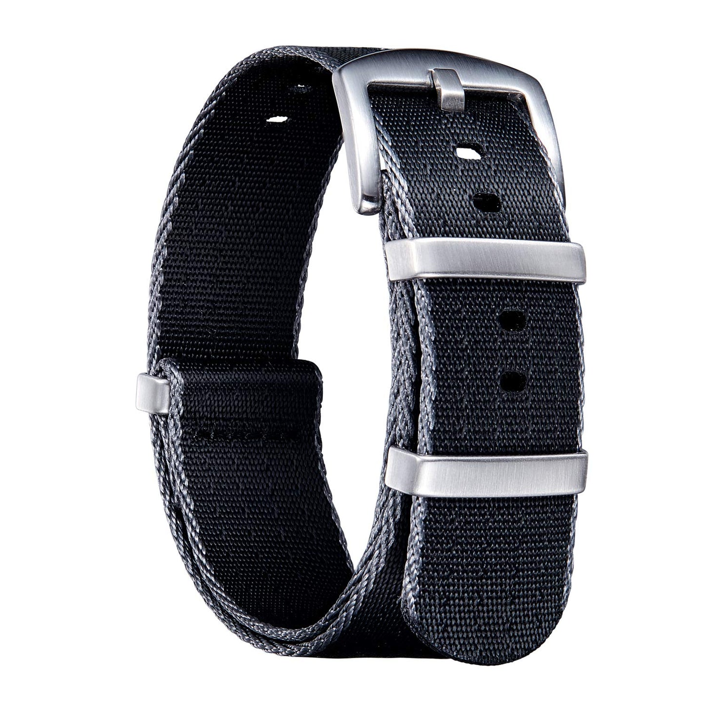 HOTBINLUN Nylon Watch Band 18mm,20mm,22mm,24mm Rugged Military Replacement Watch Straps Silver&Black Stainless Buckle Heavy-Duty Wristband For Traditional Men Women Watches