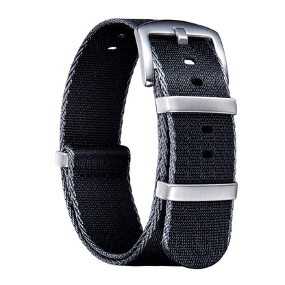 HOTBINLUN Nylon Watch Band 18mm,20mm,22mm,24mm Rugged Military Replacement Watch Straps Silver&Black Stainless Buckle Heavy-Duty Wristband For Traditional Men Women Watches