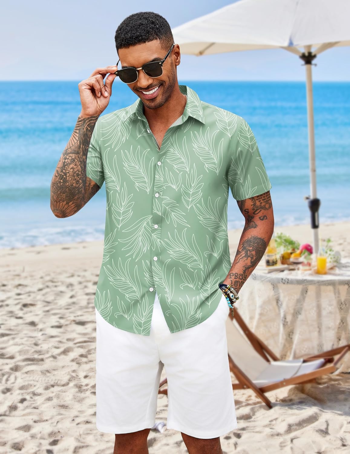 HOTCOOFANDY Mens Hawaiian Shirts Short Sleeve Button Down Aloha Shirt Casual Beach Clothes
