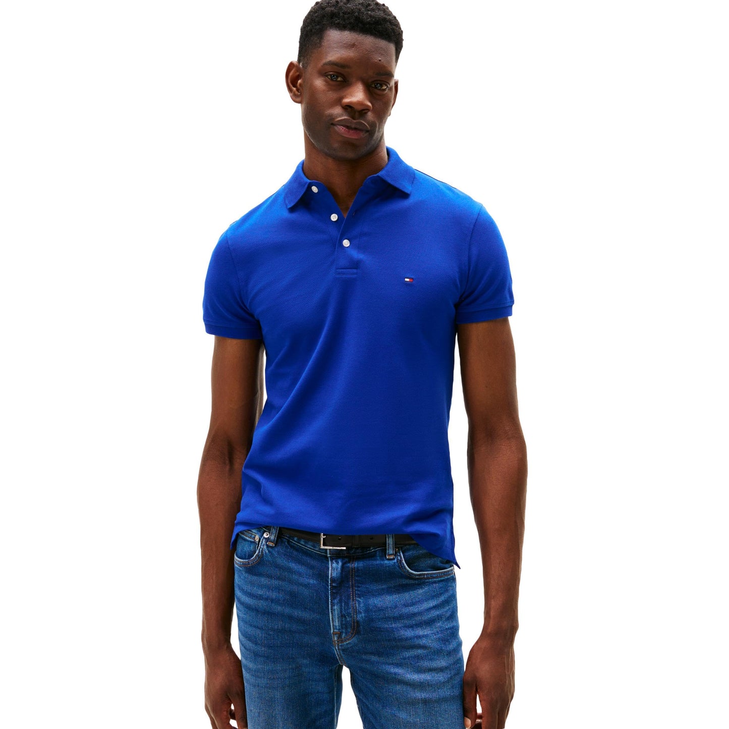 HOTTommy Hilfiger Men's Short Sleeve Polo Shirts in Slim Fit with Stretch and Organic Pique Cotton