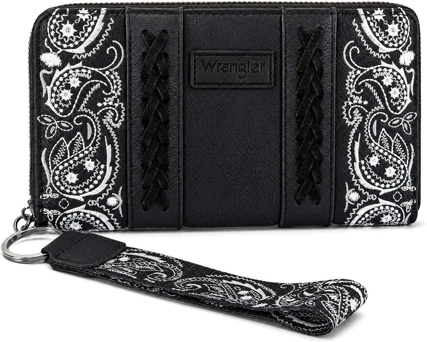 HOTMontana West Wrangler Western Paisley Wristlet Wallet for Women, PU Leather Zip Around Card Holder Clutch with RFID Blocking & Coin Pocket