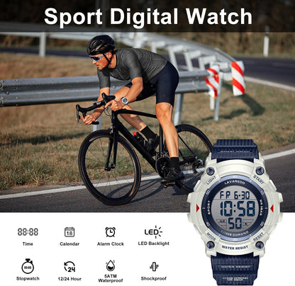 HOTMen's Digital Watch Sports Outdoor Waterproof Watches for Men with LED Backlight Alarm Stopwatch Mens Watches Digital Chronograph Military Date