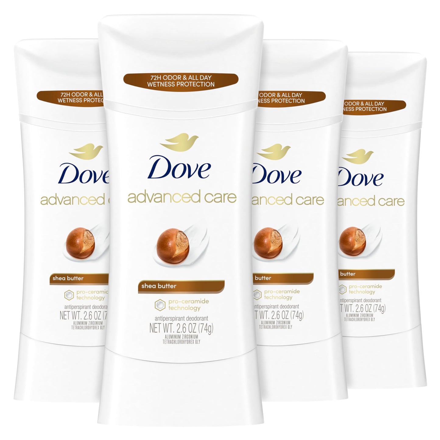HOTDove Advanced Care Antiperspirant Caring Coconut, 2 Count Deodorant Stick for Women, for 48 Hour Protection And Soft And Comfortable Underarms, 2.6 oz