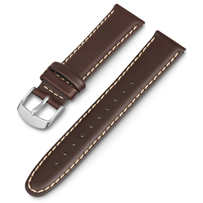 HOTTimex 20mm Genuine Leather Strap – Dark Brown with Silver-Tone Buckle