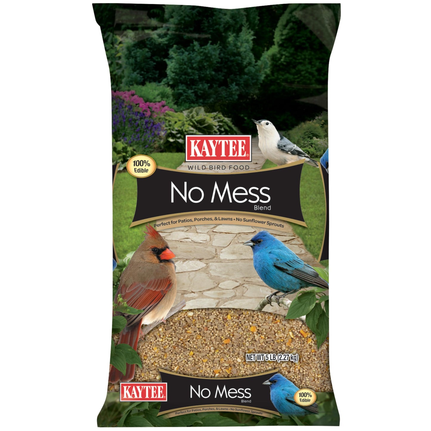 HOTKaytee Wild Bird (No Mess or Waste Free) Food Seed Blend For Blue Jays, Woodpeckers, Juncos, Cardinals, Grosbeaks, Sparrows, and Finches, 10 Pound, (Packaging May Vary)