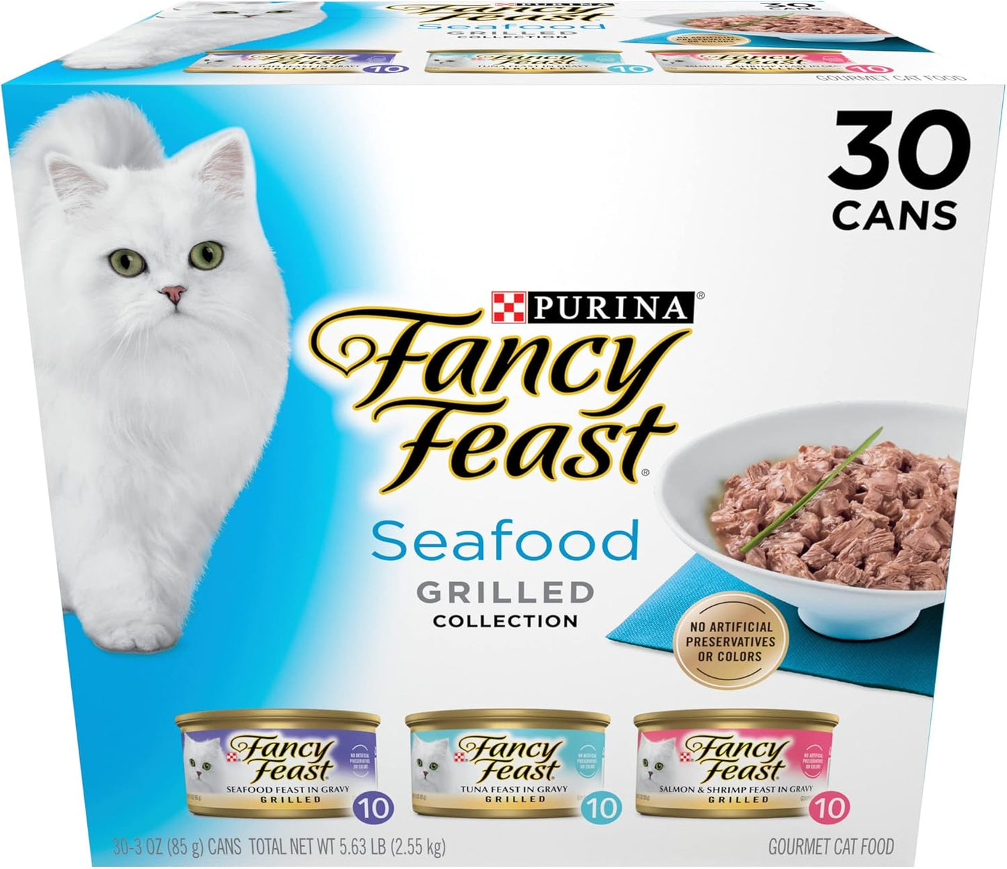HOTPurina Fancy Feast Grilled Wet Cat Food Seafood Collection in Wet Cat Food Variety Pack - (Pack of 30) 3 oz. Cans