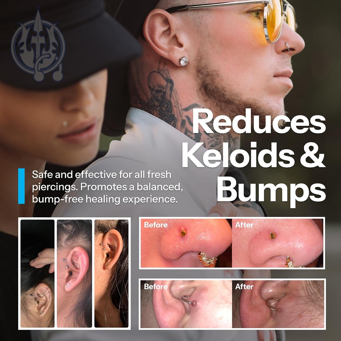 HOTH2Ocean Piercing Aftercare Spray and Keloid Bump Removal– Sea Salt Spray for Body and Facial Piercings – Ear, Nose, Navel, Oral & Body Piercing Cleaner, Aftercare Solution for New Piercings– 4oz