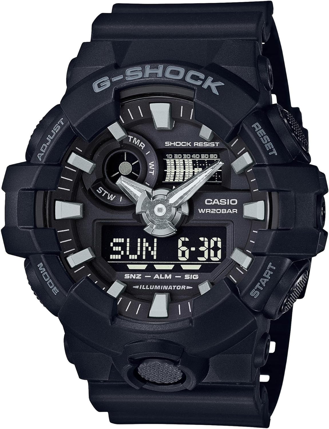 HOTCasio Men's 'G Shock' Quartz Resin Casual Watch, Color:Black (Model: GA-700-1BDR)