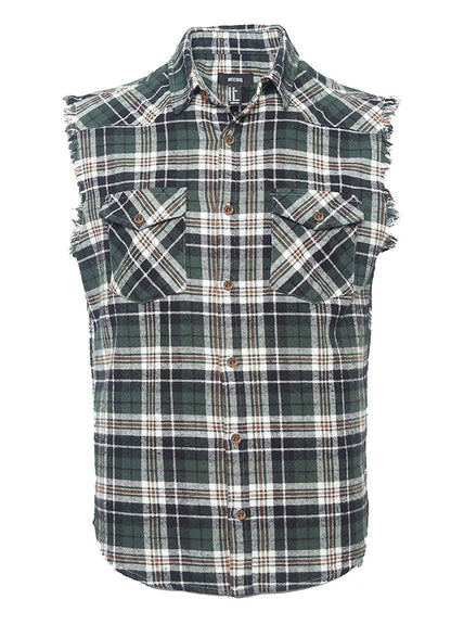 HOTMen's Casual Flannel Plaid Shirt Sleeveless Plus Size Vest