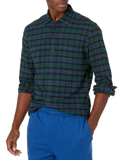 HOTAmazon Essentials Men's Slim-Fit Flannel Shirt, Long Sleeve Button Down Plaid