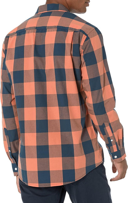 HOTAmazon Essentials Men's Regular-Fit Long-Sleeve Casual Poplin Shirt, Button Front, Business Casual, Collared