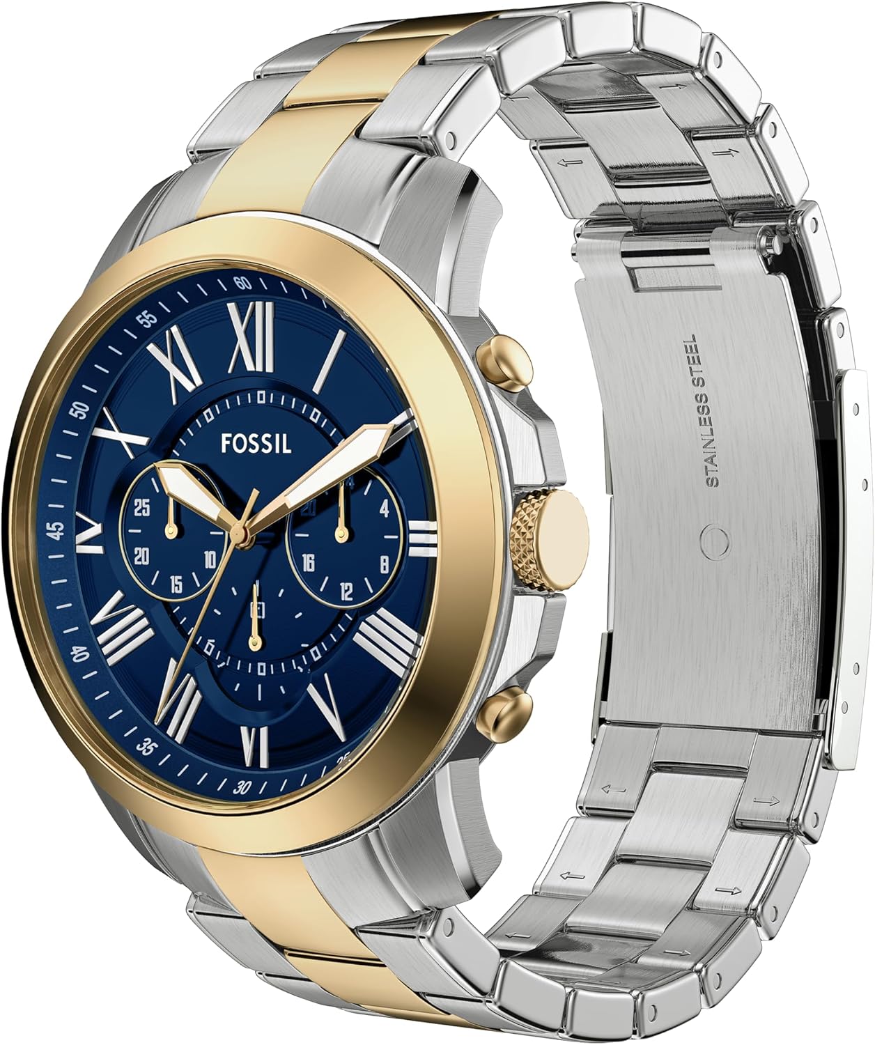 HOTFossil Men's Watch, Grant Quartz Stainless Steel Chronograph Watch for Men