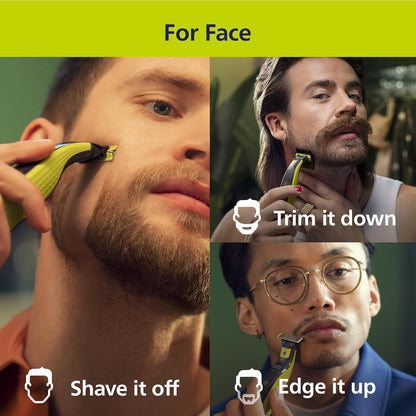 HOTPhilips Norelco One 360 Hybrid Face, Electric Beard Trimmer and Shaver, with 360 Technology, 1x 360 for Face, 5in1 Adjustable Comb, Model QP2724/90