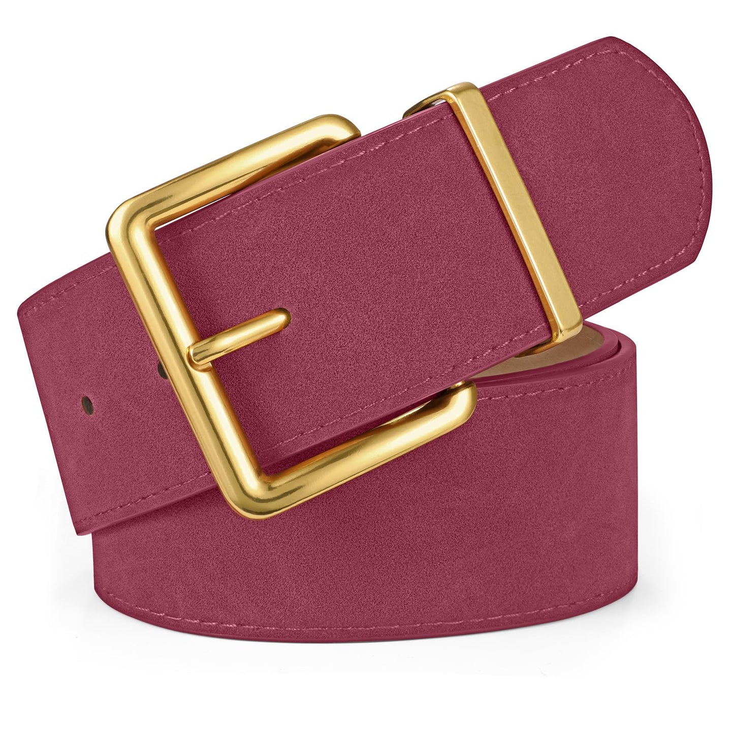 HOTXZQTIVE Women Wide Chunky Belt for Dresses Fashion Thick Suede Belt with Gold Buckle
