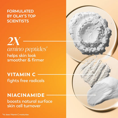 HOTOlay, Vitamin C MAX Face Moisturizer, Brightening Cream for Women, Hydrating, Evens Tone, Dark Spot and Hyperpigmentation Reduction, Glowing Skin Care - Niaciniamide, Peptides, 1.7 Ounce