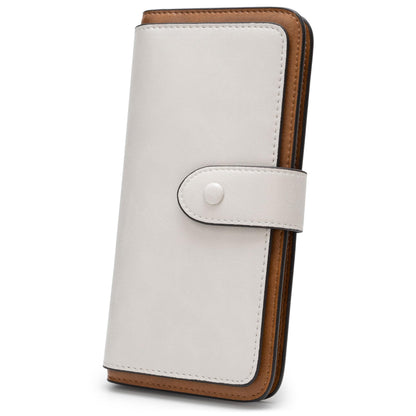 HOTRFID Blocking Leather Wallet for Women, Slim Trifold with 14 Card Slots and Zipper Pocket (Brown)
