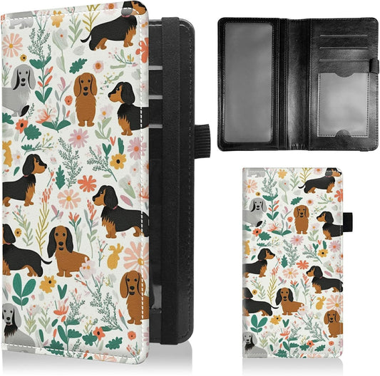 HOTCheckbook Covers for Personal Duplicate Checks RFID Blocking Checkbook Cover for Women Men with Elastic Strap Card Slots Pen Holder - Dogs Pink Flowers Print