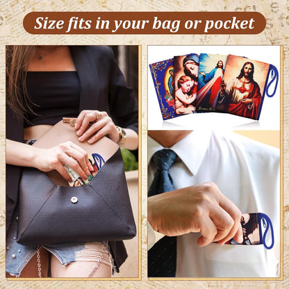 HOTRemuuly 12 Sets Catholic Rosary Pouch with Wood Catholic Rope Rosary 4.9'' x 3.5'' Coin Purse Holder Bag with Zipper for Prayer Storage Small Religious Keepsake Gift First Communion Baptism Gift
