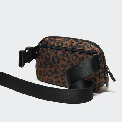 HOTPander Two Way Zipper Fanny Pack Nylon Everywhere Belt Bag for Women, Water Repellent Waist Packs, Crossbody Bags with Adjustable Strap (Midnight Leopard)