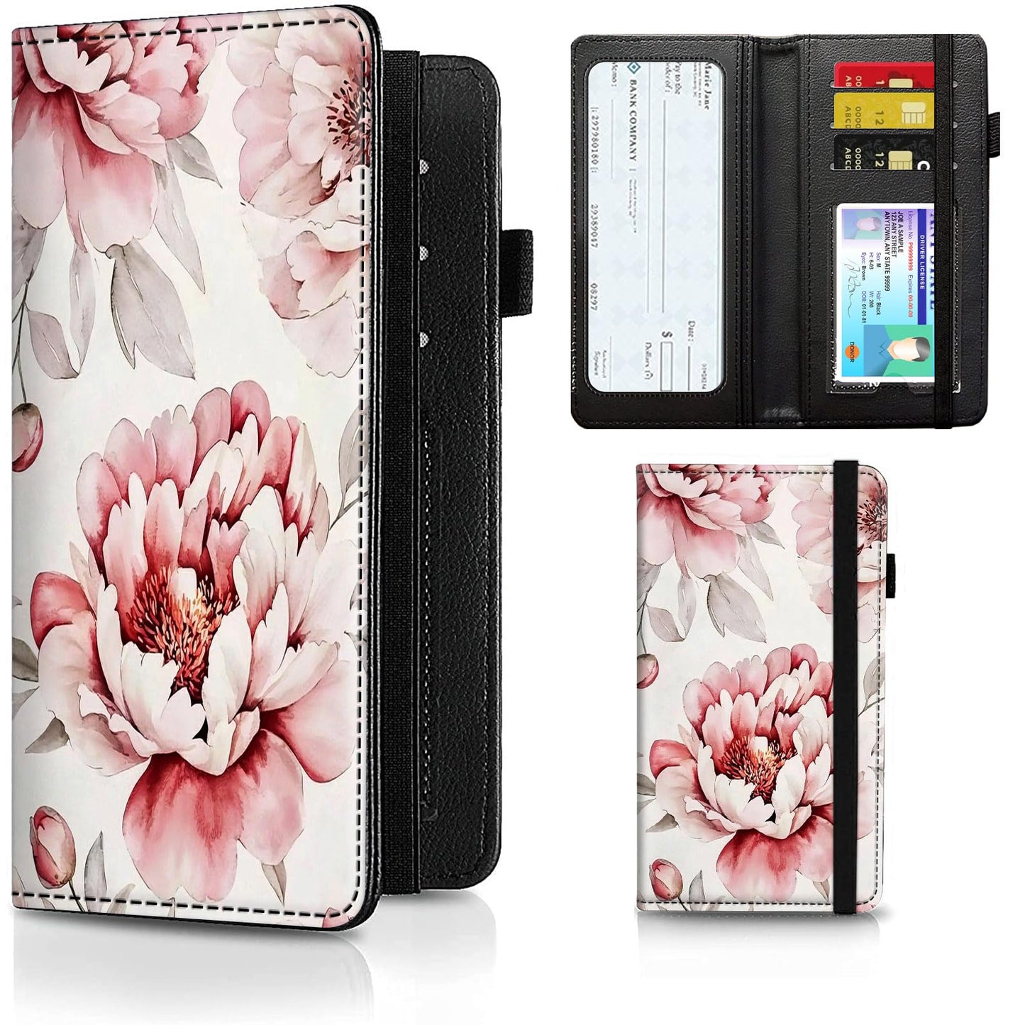 HOTCheckbook Cover for Men Women PU Leather Slim Check Book Holder Covers Wallet Case with Card Slots Duplicate Checks Card Pen Holder with RFID Blocking & Elastic Strap,Cute A Cat