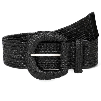 HOTStraw Woven Elastic Belt for Women Stretchy Belts for Dress Fashion Boho Waist Belt Rattan Raffia Ladies Belts