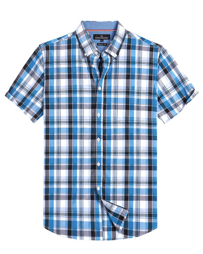 HOTAlimens & Gentle Plaid Mens Short Sleeve Button Down Shirts with Pocket | Lightweight,Button-Down Collar,Regular Fit,Excellent Colors,Breathable,Casual,Cotton Blend,Easy Care