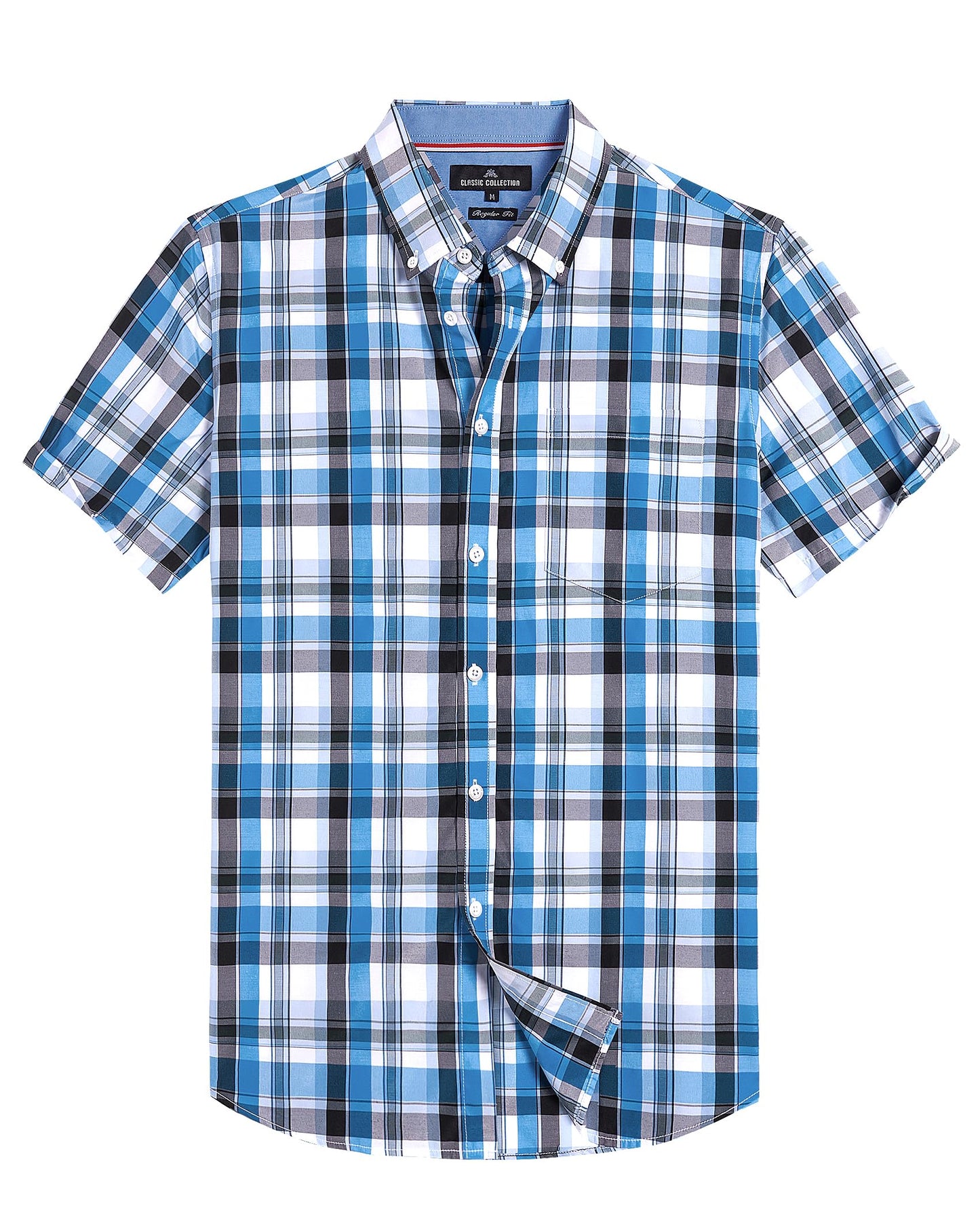 HOTAlimens & Gentle Plaid Mens Short Sleeve Button Down Shirts with Pocket | Lightweight,Button-Down Collar,Regular Fit,Excellent Colors,Breathable,Casual,Cotton Blend,Easy Care