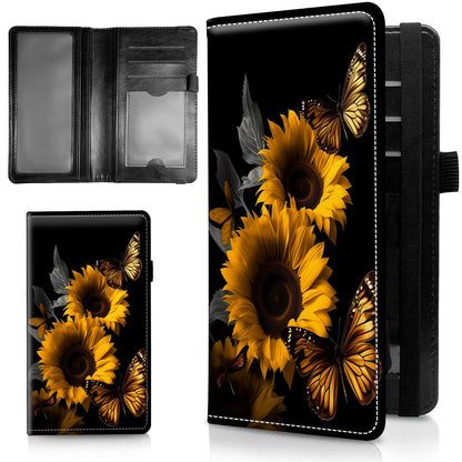 HOTLeather Checkbook Covers for Personal Checkbook Check book Holder Cover Wallets for Women Men,RFID-Blocking Slim Checkbook Cover for Duplicate Checks with Elastic Strap,Flowers Dancing Butterflies