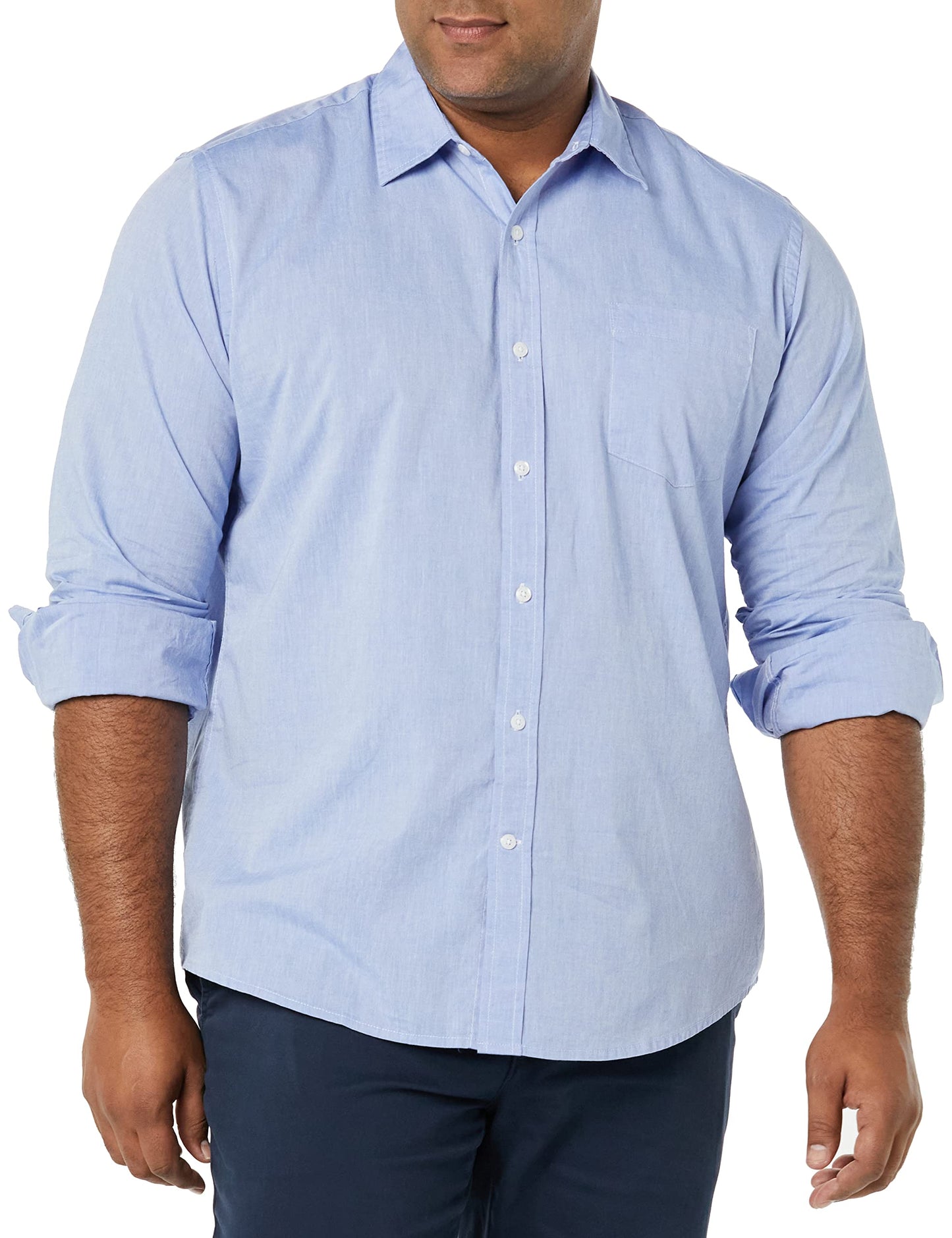 HOTAmazon Essentials Men's Regular-Fit Long-Sleeve Casual Poplin Shirt, Button Front, Business Casual, Collared