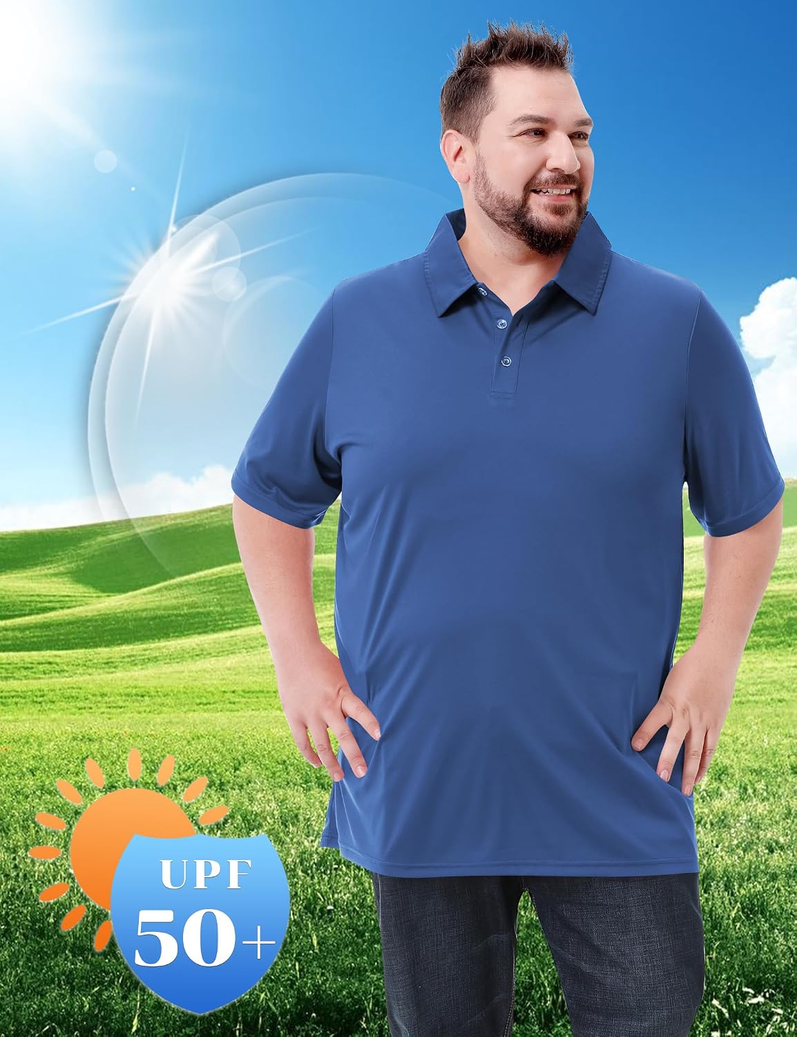 HOTIdtswch Men's Big and Tall Polo Shirts UPF 50+ Casual Work Quick Dry Short Sleeve Collared Golf Shirt（XL-8XL）