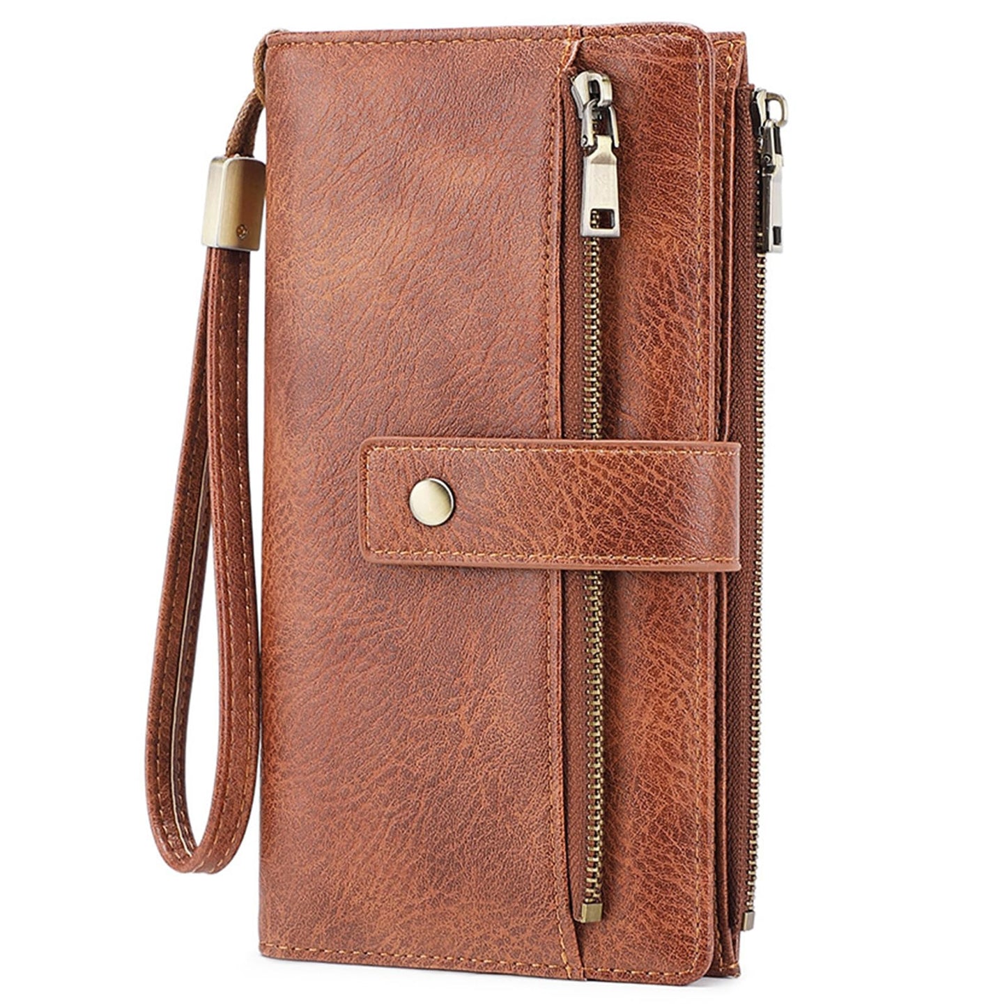 HOTGOIACII Wallet for Women RFID Blocking Card Holder Large Capacity Trifold Leather Wristlet Wallets Teal