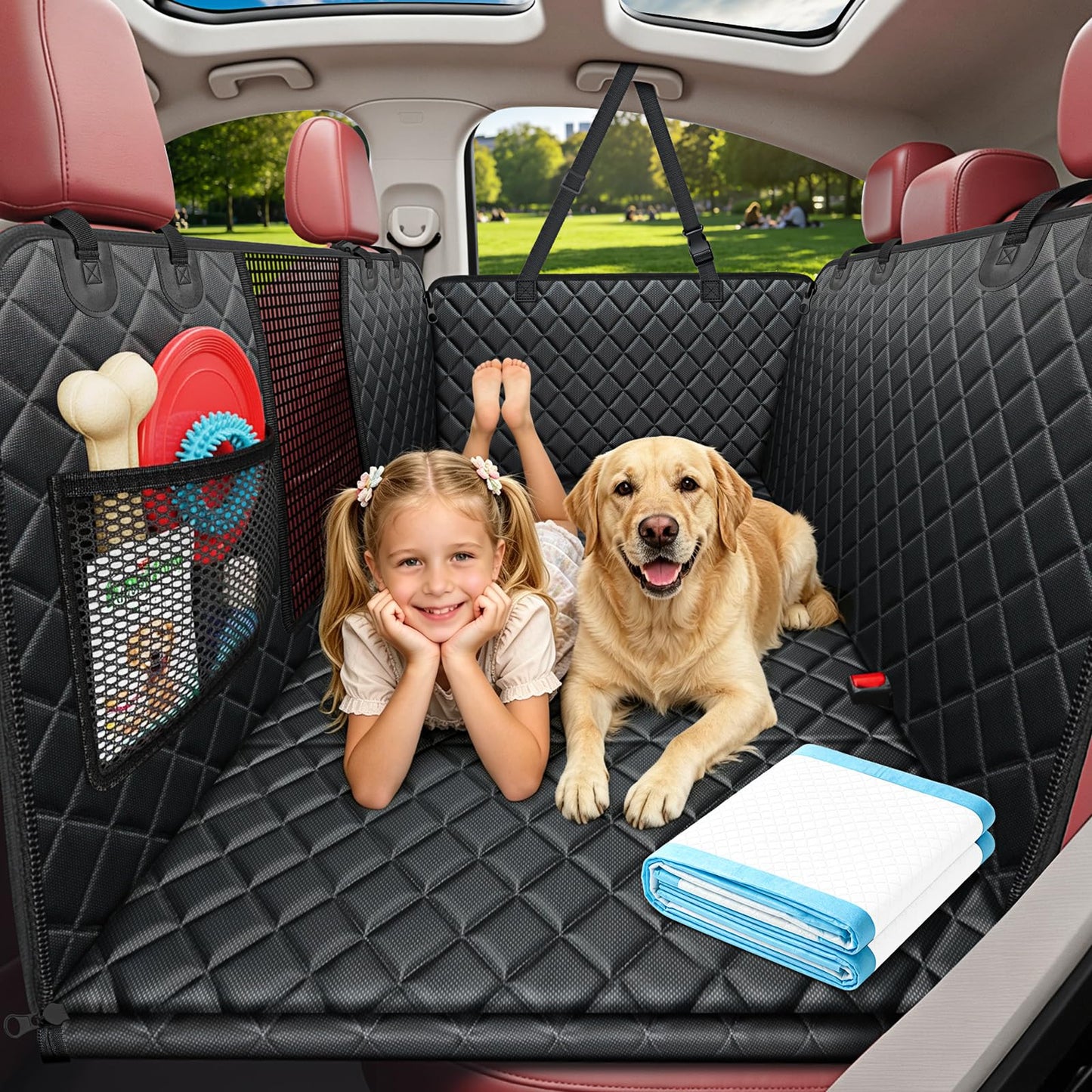 HOTURPOWER Dog Car Seat Cover for Pets 100% Waterproof Seat Cover Hammock 600D Heavy Duty Scratch Proof Nonslip Durable Soft Back Seat Covers for Cars and SUVs