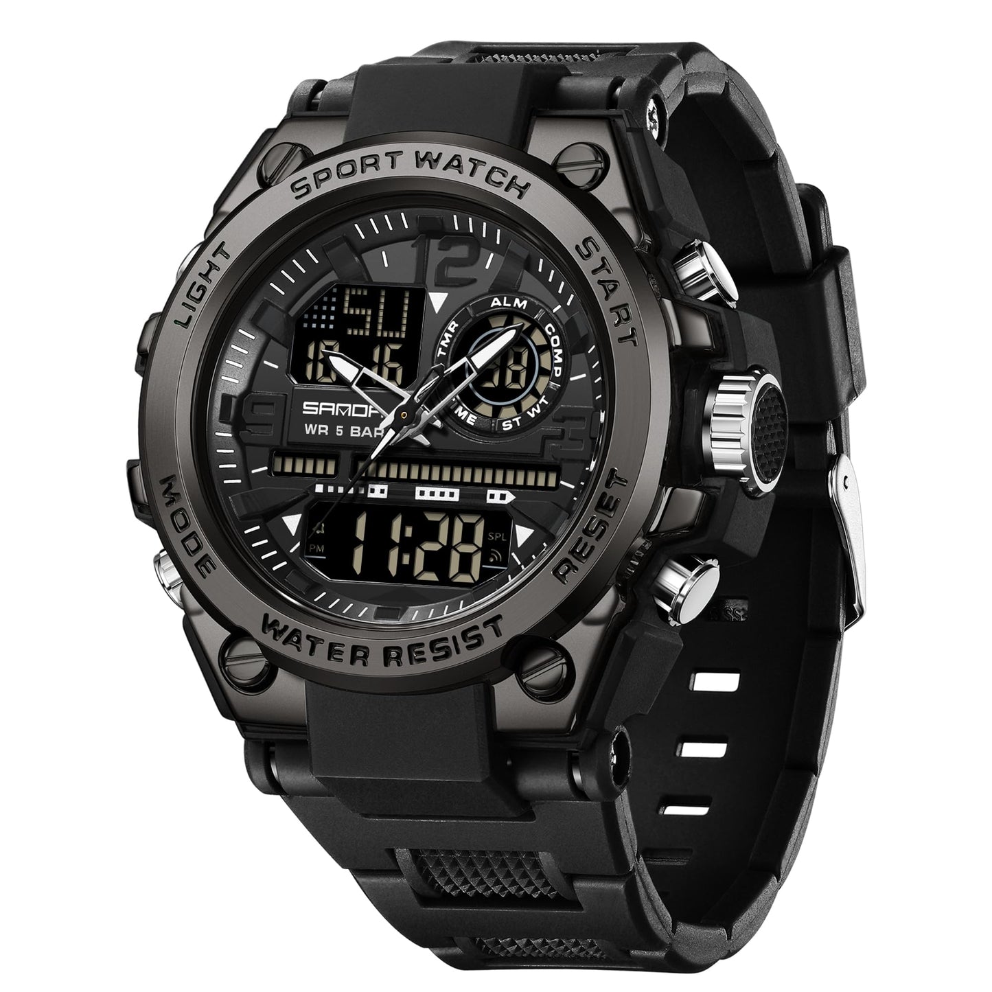 HOTKXAITO Men's Watches Sports Outdoor Waterproof Military Watch Date Multi Function Tactics LED Alarm Stopwatch