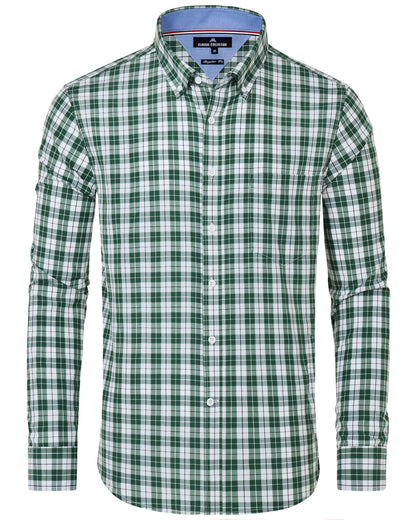HOTAlimens & Gentle Men's Plaid Button Down Shirts Cotton Long Sleeve Dress Shirts Regular Fit Gingham Shirts