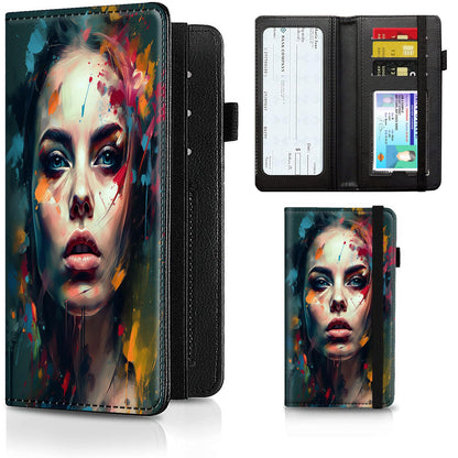 HOTCheckbook Cover for Men Women PU Leather Slim Check Book Holder Covers Wallet Case with Card Slots Duplicate Checks Card Pen Holder with RFID Blocking & Elastic Strap,Cute A Cat