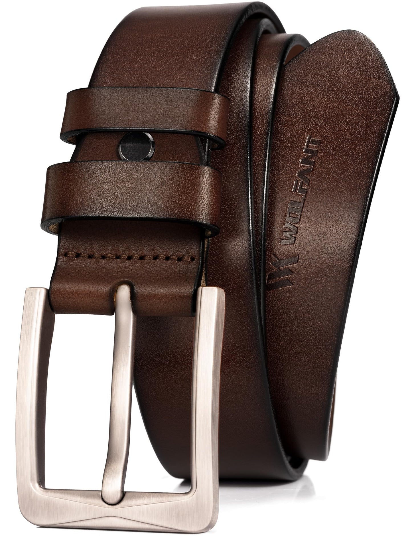HOTWOLFANT 1.5" Full Grain Leather Belt for Men in Gift Box,100% Italian Real Solid Leather