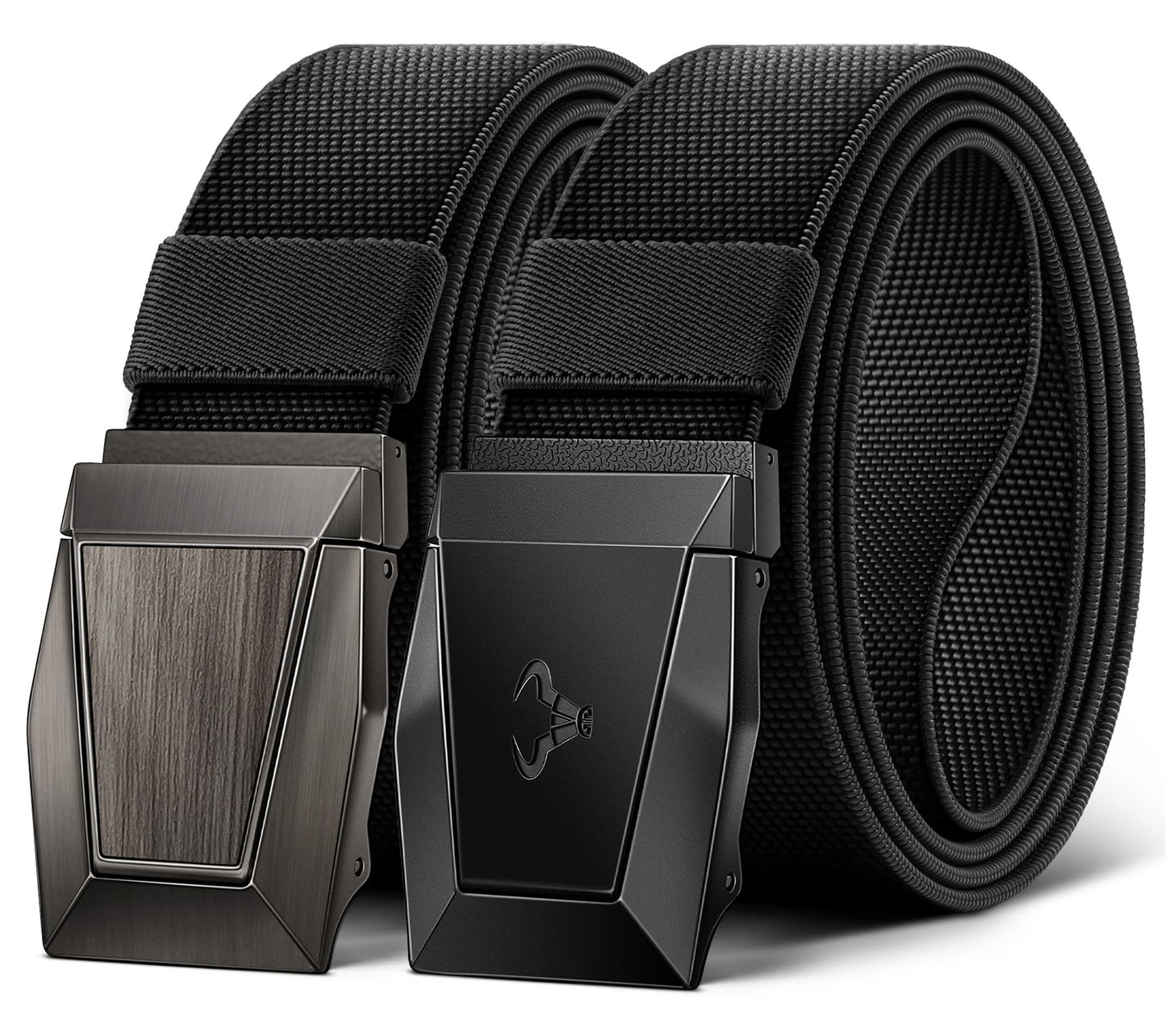 HOTBULLIANT Men Tactical Belt 2 Pack,Stretch Western Rigger Web Belt For Cowboy Military Heavy Duty 1.5"-Cut For Fit | Smooth Sliding | Adjustable for Precise Fit | Tailored Size | Rugged Nylon for Heavy Duty, hiking, Hunting