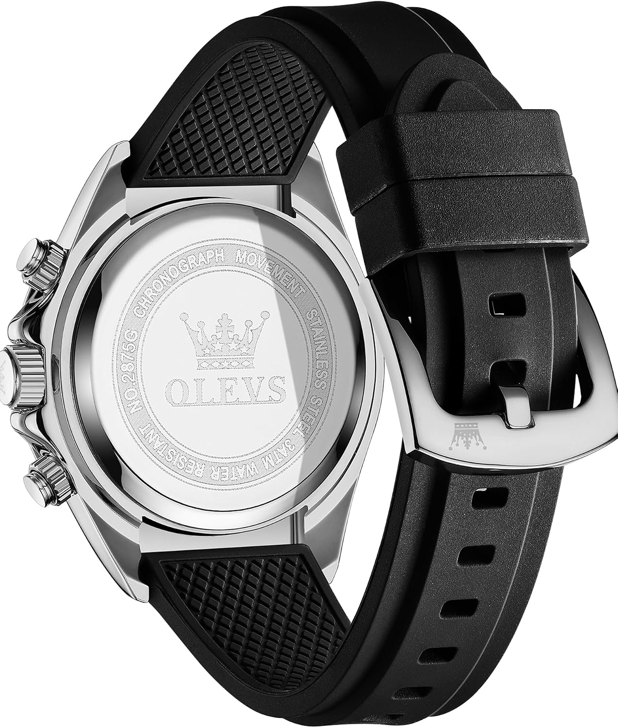 HOTOLEVS Men Analog Quartz Waterproof Watches Multifunction Chronograph Diamond Moon Phase Luminous Silicone Band Wrist Watches