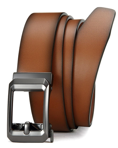 HOTCHAOREN Ratchet Belts for Men - 1.5" Mens Belt Genuine Leather for Causual Jeans - Customizable Style, Versatile Fit