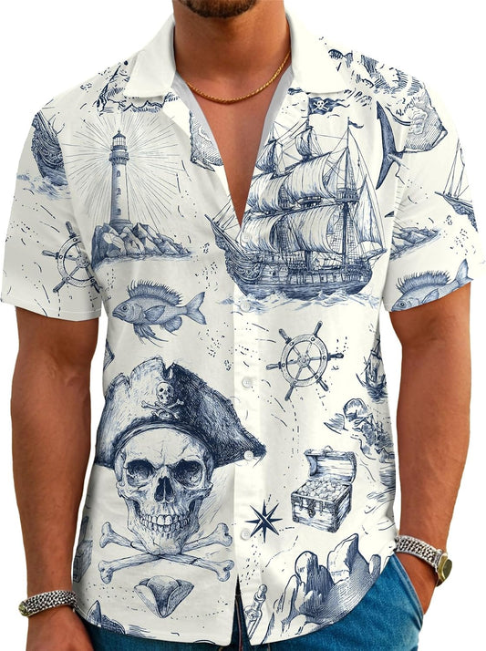 HOTDFZ Funny Hawaiian Shirts for Men Summer Beach Short Sleeve Button Down Shirt Theme Party Shirt