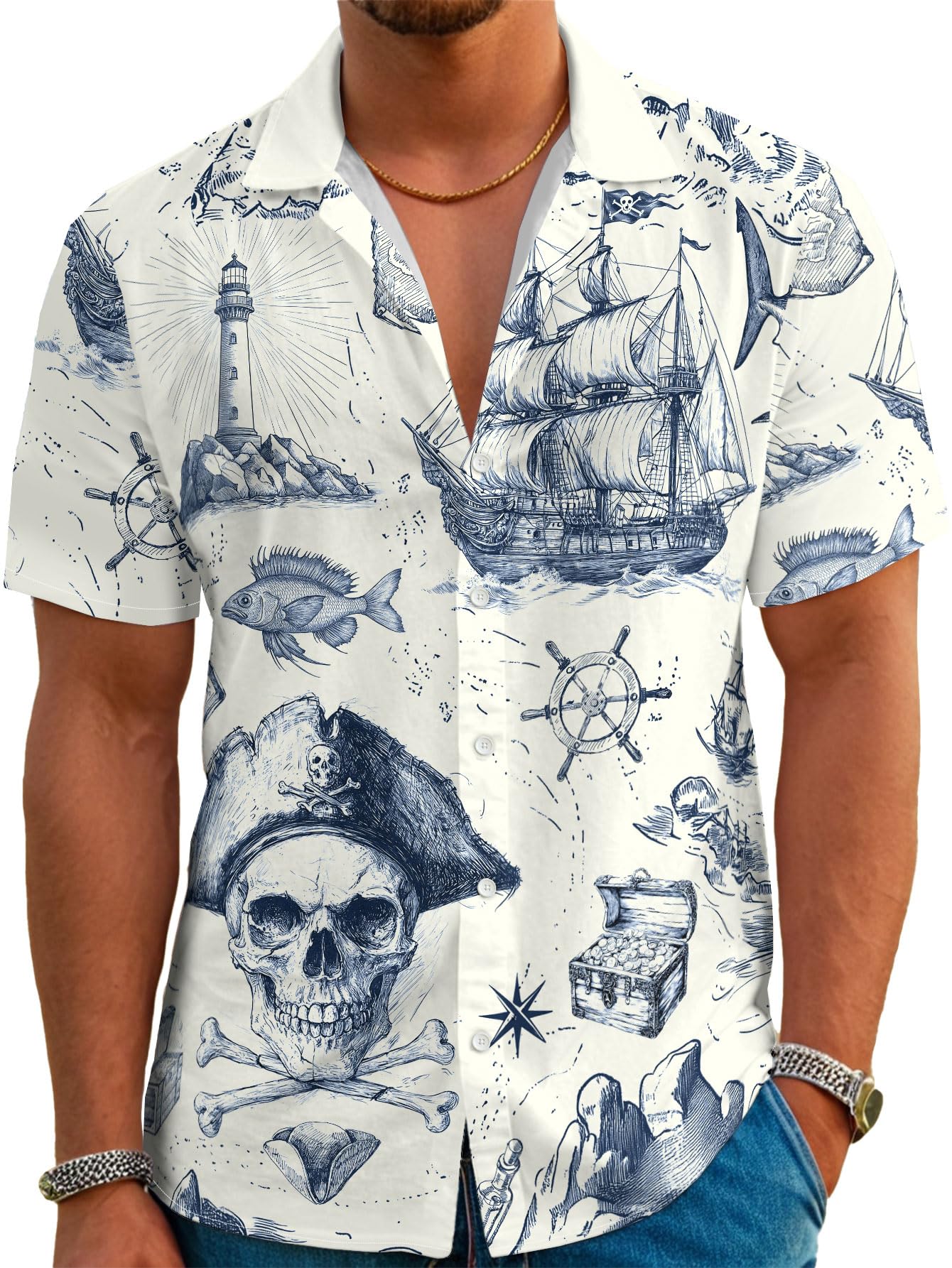 HOTDFZ Funny Hawaiian Shirts for Men Summer Beach Short Sleeve Button Down Shirt Theme Party Shirt