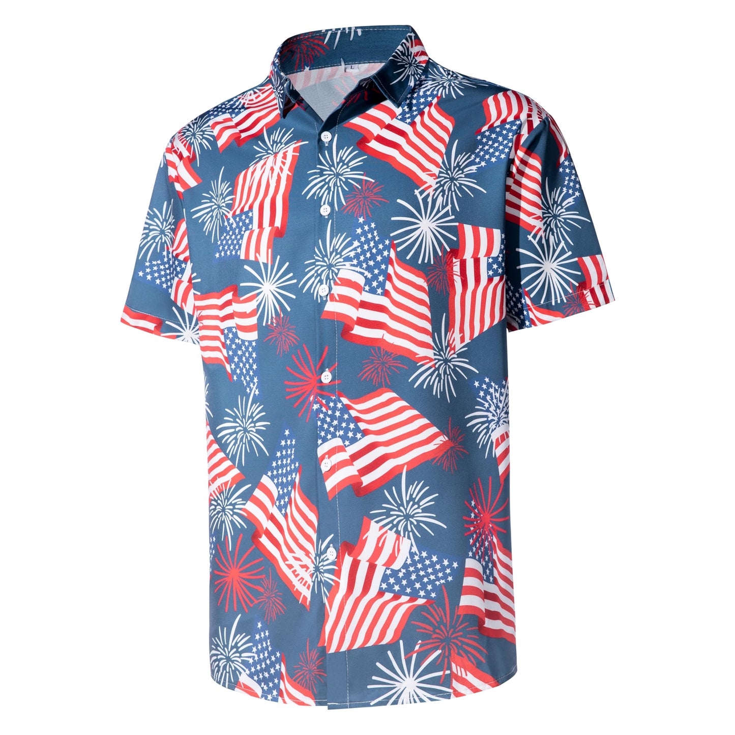 HOTMen's Casual Button Down Shirts Regular Fit Short Sleeve Hawaiian Shirt for Men