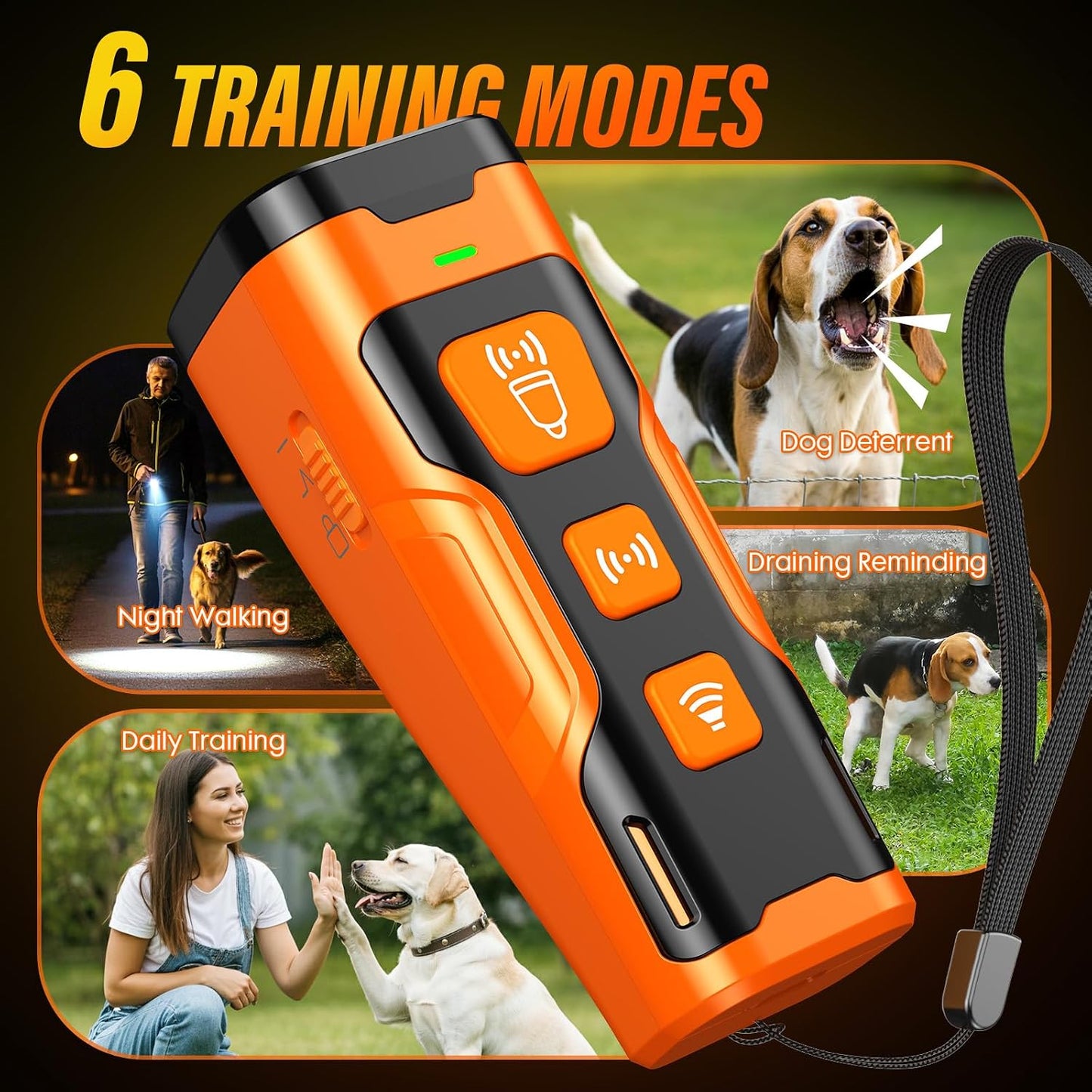 HOTYUYQA Dog Bark Deterrent Device, 3X Ultrasonic Anti Barking, 6 Training Modes 23 FT Range Barks No More Indoors Outdoors Behavior Correct Safe & Humane Rechargeable Compact Bark Control for Dogs