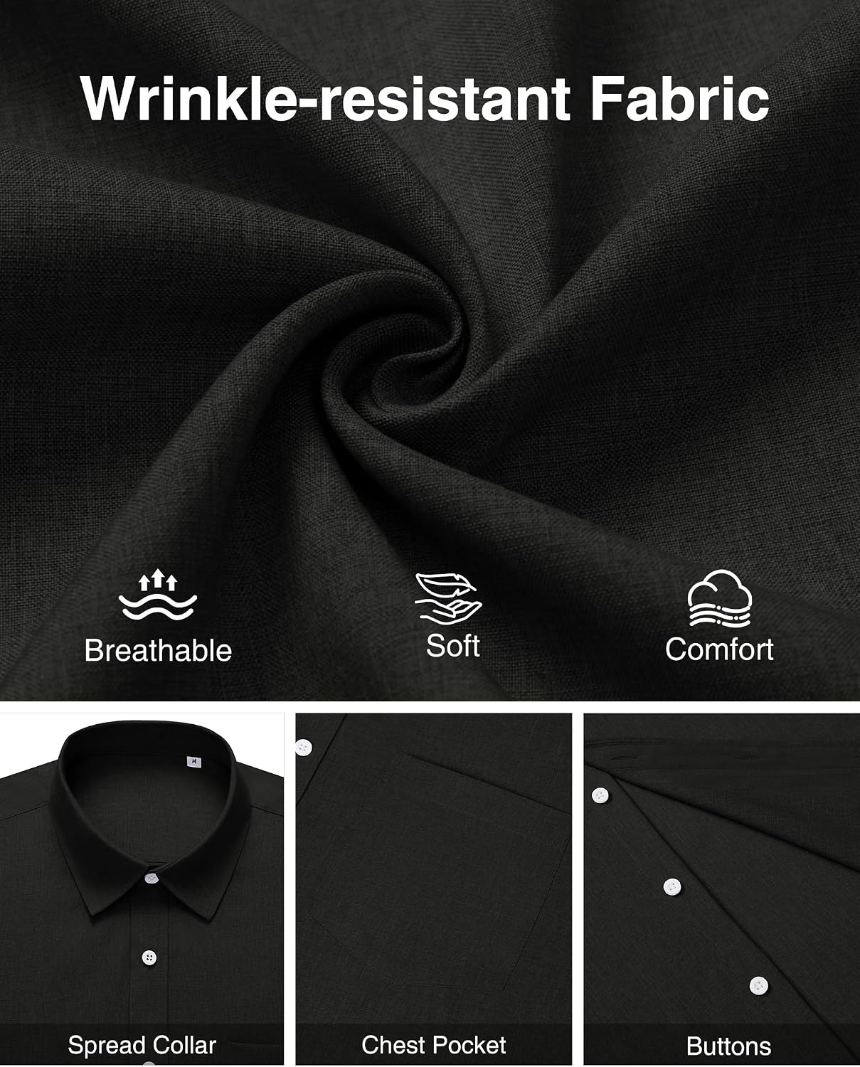 HOTMens Linen Shirt Short Sleeve Wrinkle Free Casual Untucked Button Down Shirts Beach Breathable Tops Summer