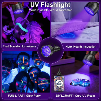 HOTVansky UV Flashlight Black Light, 51 LED Blacklight Pet Urine Detector for Dog/Cat Urine, Dry Stains, Bed Bug, Resin Curing, Scorpions Finder