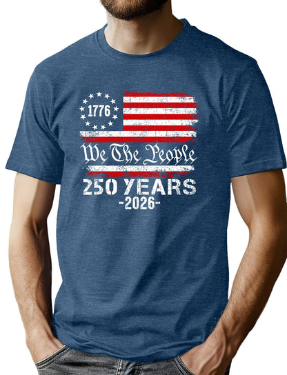 HOT250th Anniversary USA Shirts for Men American Flag T-Shirt 4th of July Shirt 250 Years Birthday Patriotic Tops