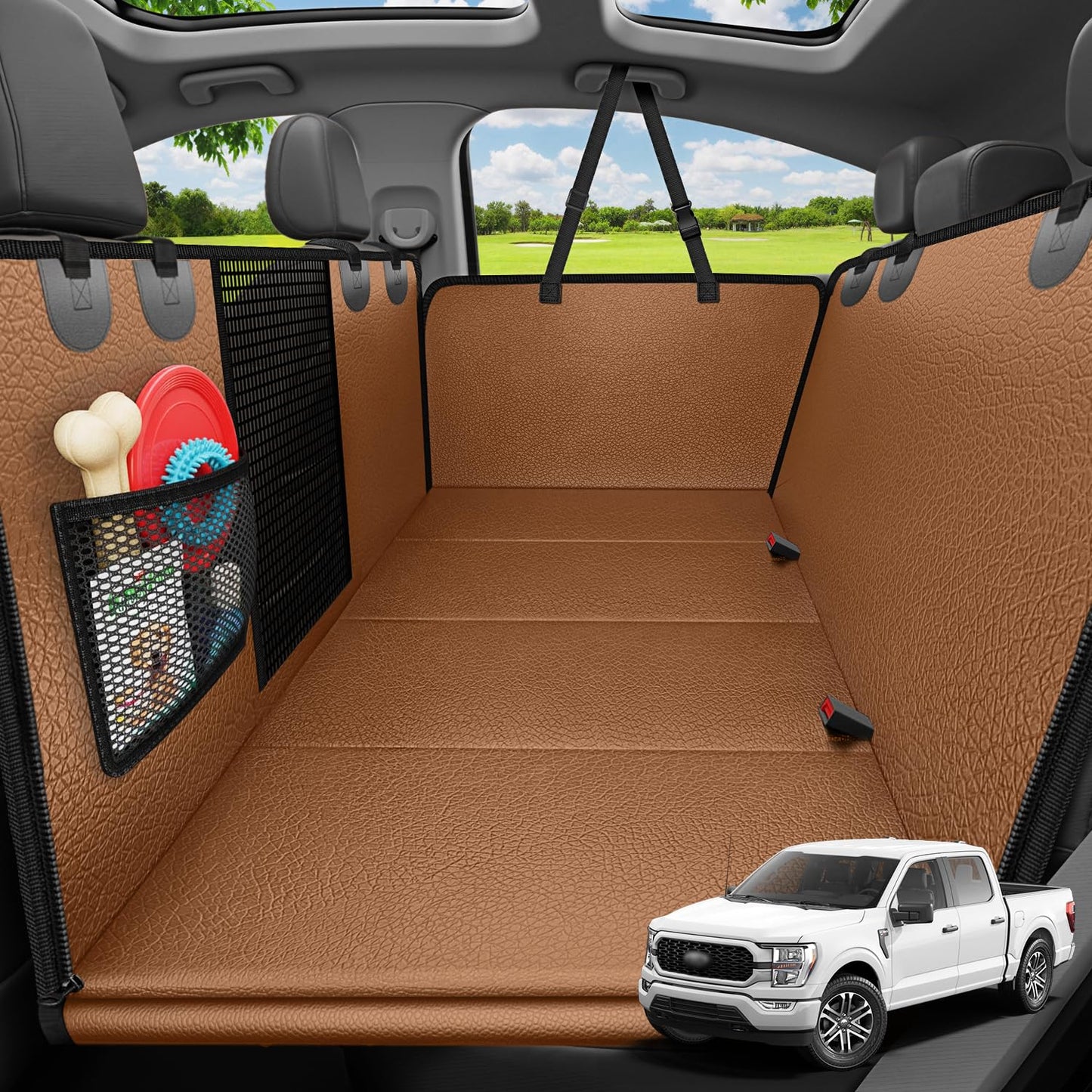 HOTURPOWER Dog Car Seat Cover for Pets 100% Waterproof Seat Cover Hammock 600D Heavy Duty Scratch Proof Nonslip Durable Soft Back Seat Covers for Cars and SUVs