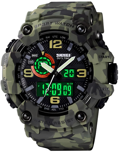 HOTGosasa Men's Large Face Outdoor Sports Watches Military S-Shock Watch Waterproof, Backlight, Alarm, Stopwatch Features - Rugged Wristwatch for Training, Hiking, and Adventure